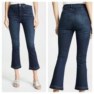 Veronica Beard 26 Carly Kick Flare Jean Midnight Wash Raw Hem